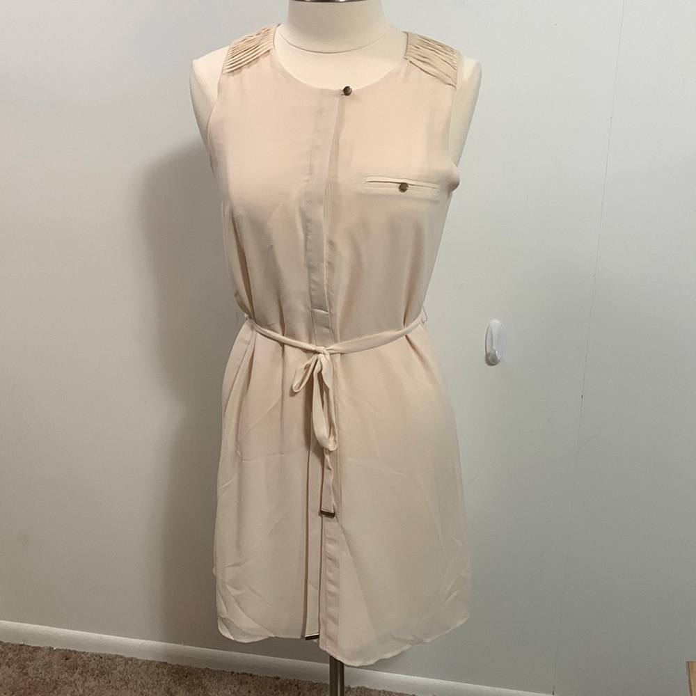 Naked Zebra Cream color Sheath dress with 1/2 button up Size M New with Tags